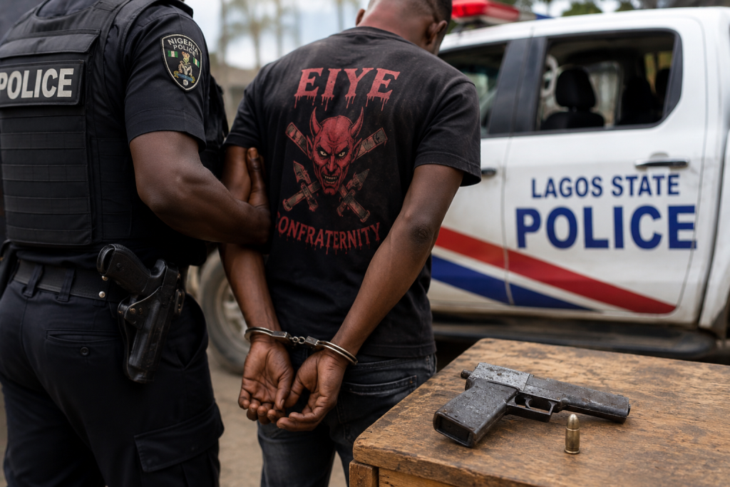 Police Arrest Alleged Eiye Cult Member, Recover Loaded Pistol in Lagos