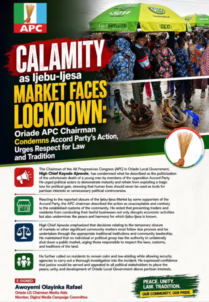 Fatal Ijebu-Ijesa Incident: APC Demands Justice, Says Market Lockdown Defies Tradition